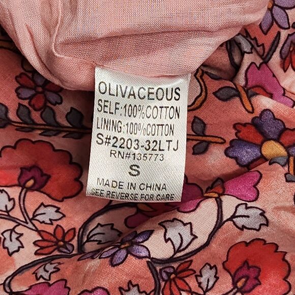 Olivaceous Floral Crop Top Size Small Balloon Sleeve Romantic Feminine Pink - Picture 10 of 11